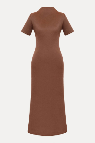 Платье-макси из трикотажа с коротким рукавом